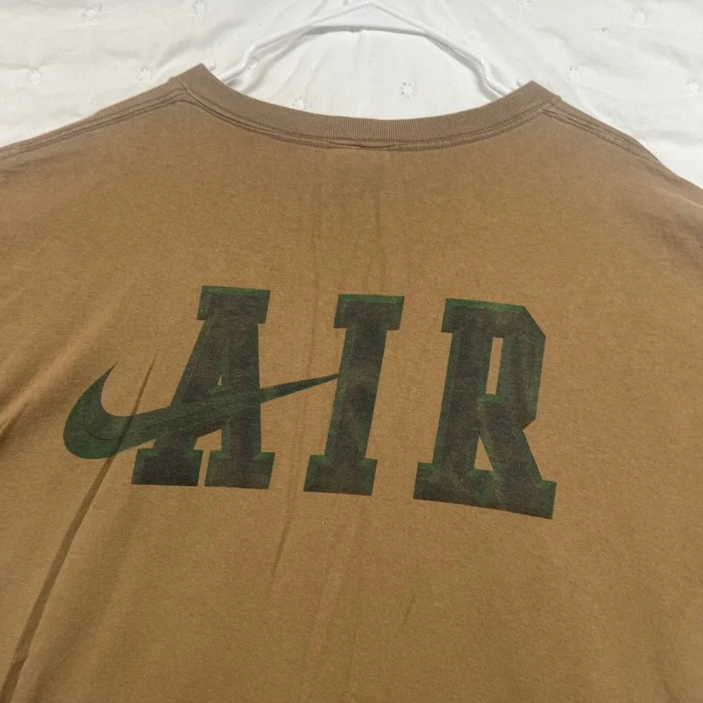 Vintage Nike Air T-Shirt Mens XXL Brown Green Swoosh Made in USA Short Sleeve